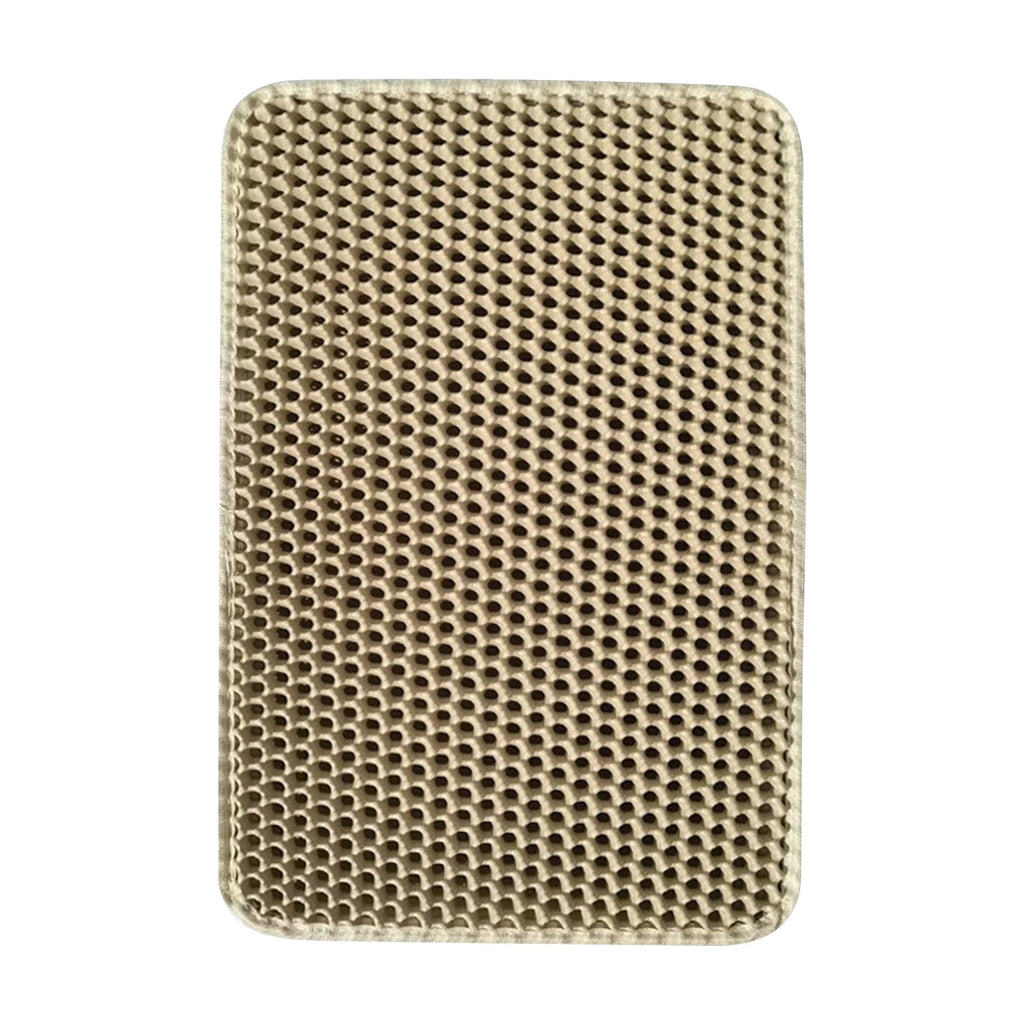 Khaki honeycomb cat litter mat, 55 x 75 cm, on a white background