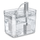 Transparent cat water fountain on a white background, with a clear tank and drinking tray, a silver spout, and the filter basket and pump visible inside