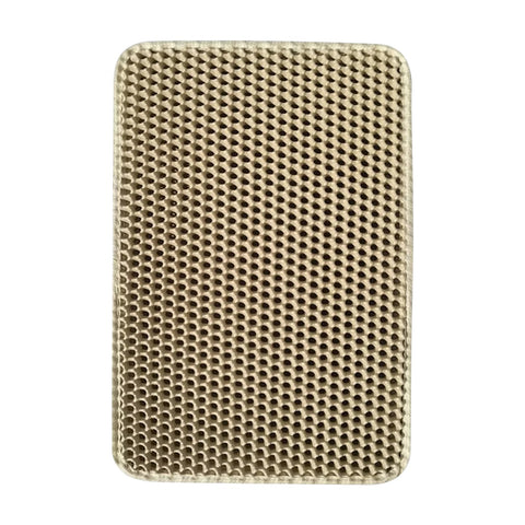Khaki honeycomb cat litter mat, 55 x 75 cm, on a white background
