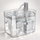 Transparent cat water fountain with water arcing from the silver spout into the drinking tray, the filter basket and pump visible through the clear tank