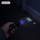 Illustration: a UV torch beam in a dark hallway, small glowing spots along the skirting board