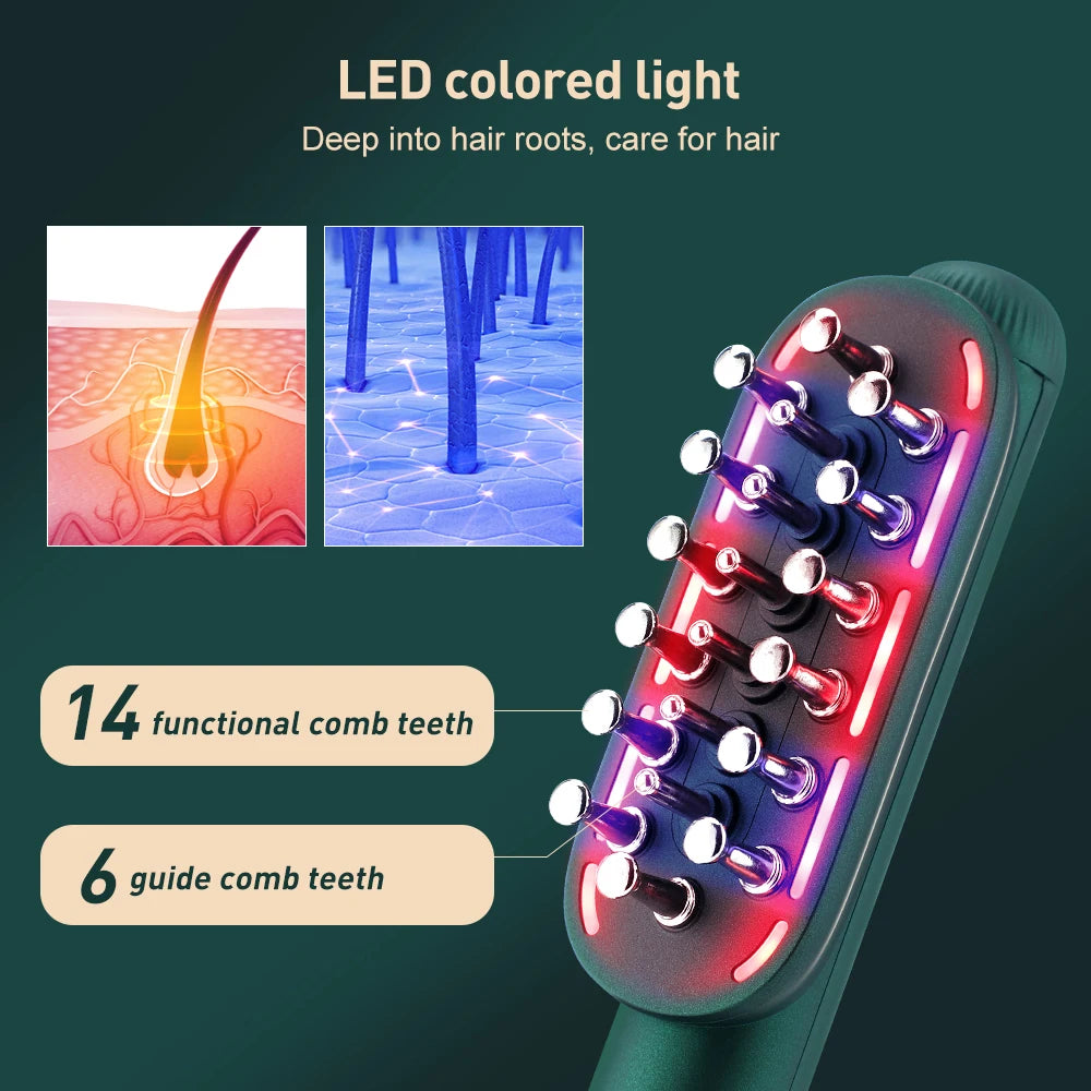 Pente elétrico para cuidados com os cabelos: massagem no couro cabeludo, terapia com LED, aumento do crescimento do cabelo