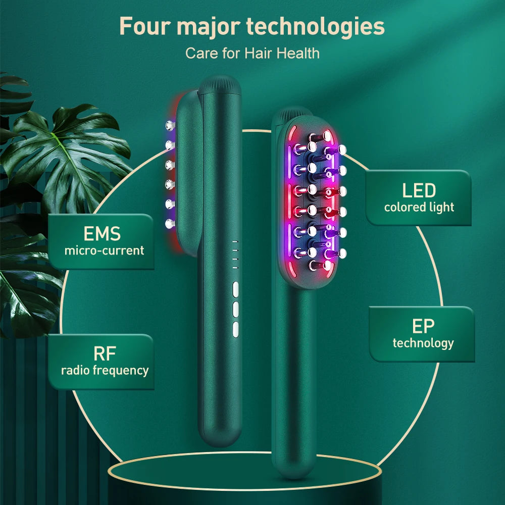 Peigne électrique pour soins capillaires : massage du cuir chevelu, thérapie LED, stimulation de la croissance des cheveux