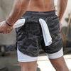 2-in-1-Laufshorts für Herren, schnell trocknend, für Fitnessstudio und Fitnesstraining