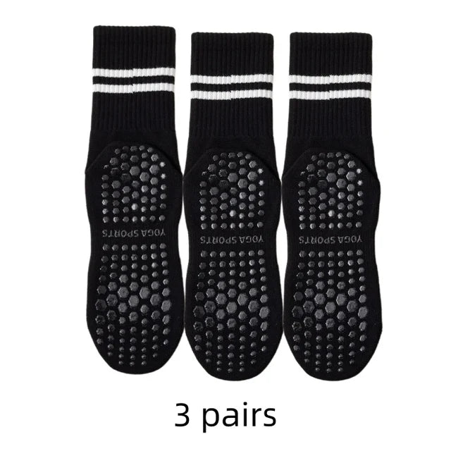 3 Pairs of Non-Slip Yoga Socks for Comfort and Stability