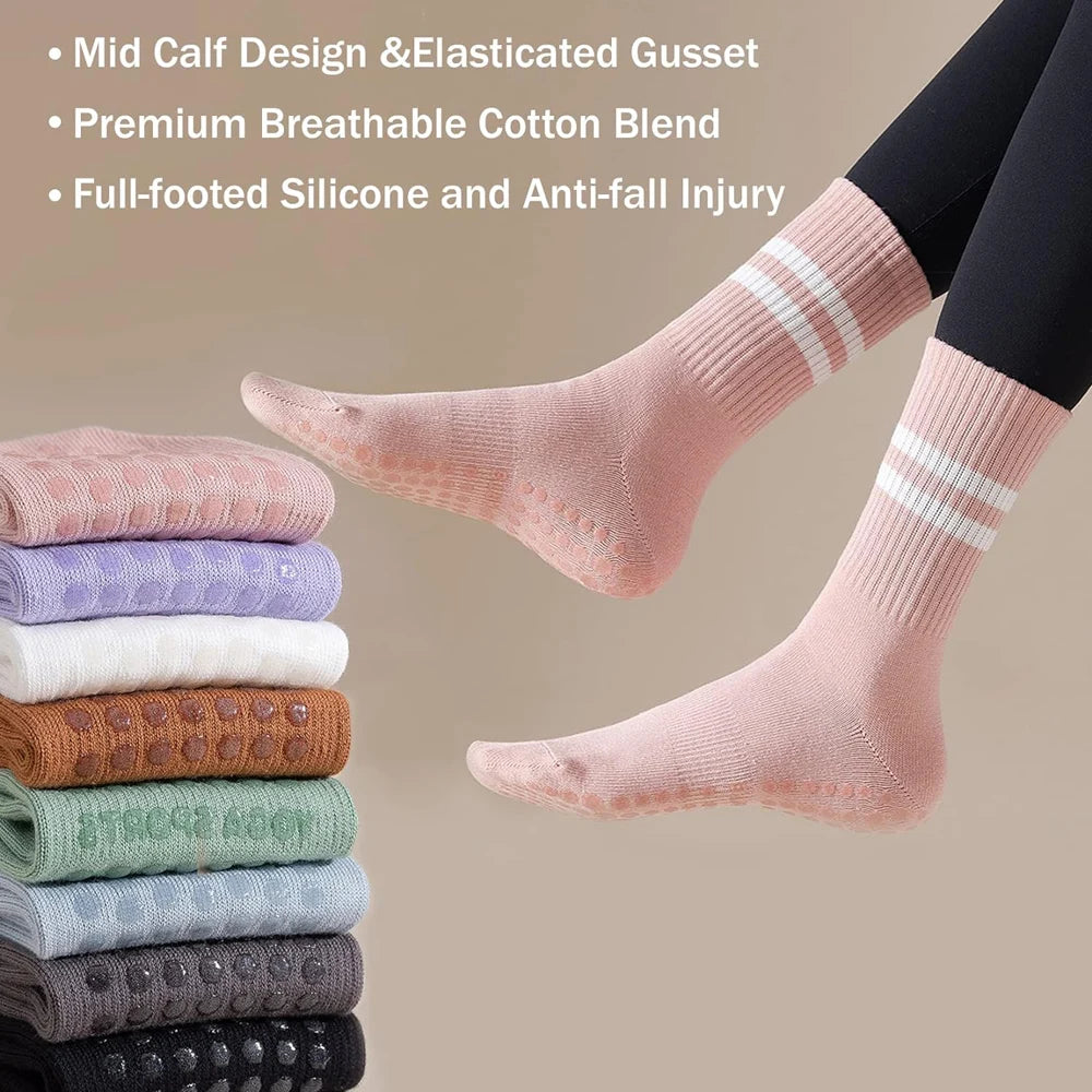 3 Pairs of Non-Slip Yoga Socks for Comfort and Stability