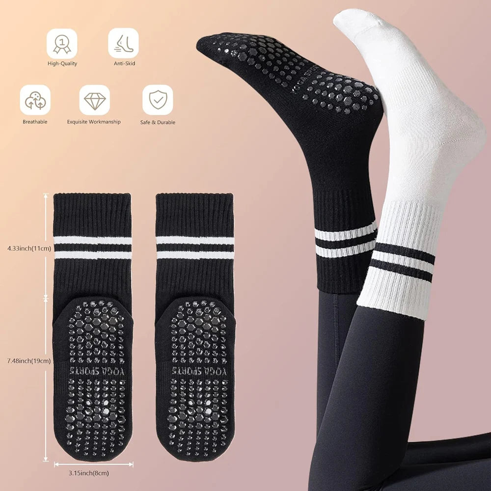 3 Pairs of Non-Slip Yoga Socks for Comfort and Stability