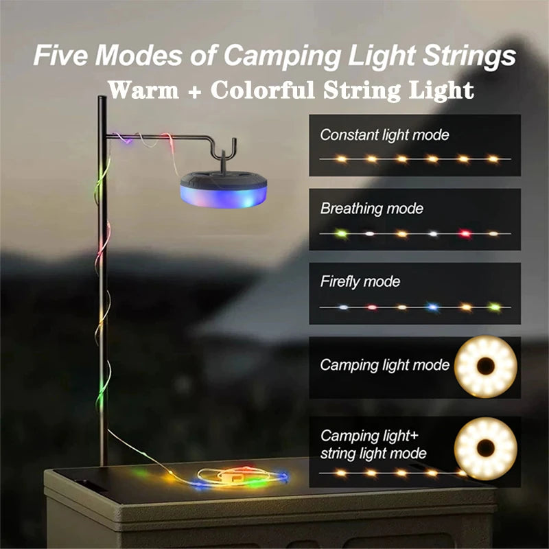 LED Camping Lamp Strip Magnetic Waterproof Green Light Power