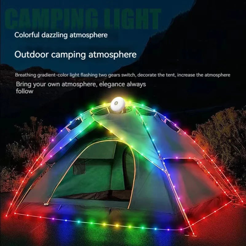 LED Camping Lamp Strip Magnetic Waterproof Green Light Power