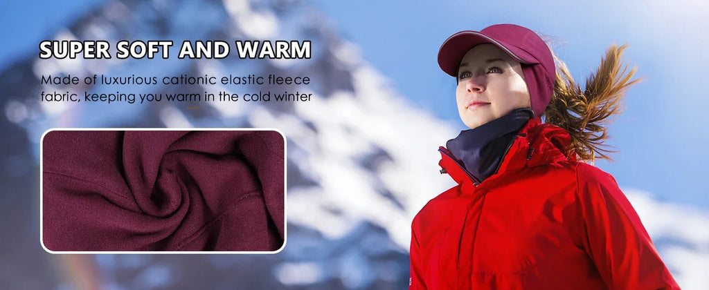 Women's Reflective Fleece Hat with Ponytail Slot for Winter Warmth