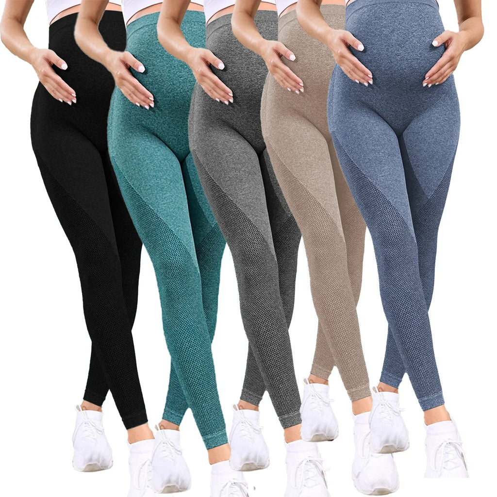 Elastic High Waist Maternity Leggings for Belly Support and Comfort