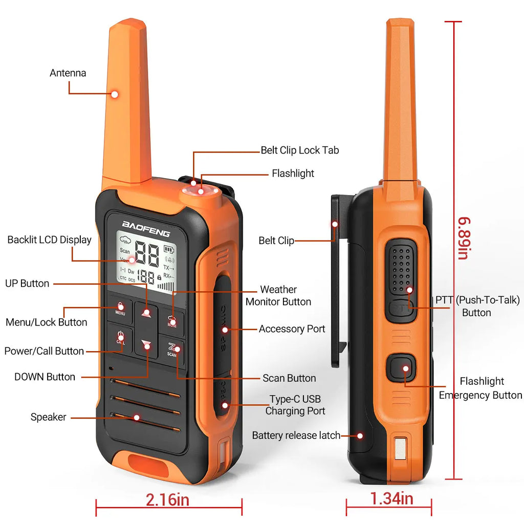 F22 Mini Walkie Talkie - Compact, Waterproof and Long-Lasting