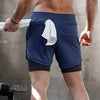 Mens 2-in-1 Quick-Dry Running Shorts Compression Gym Activewear