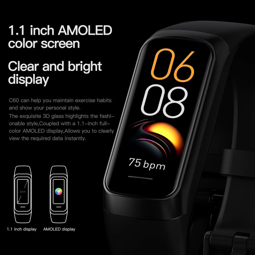 AMOLED Smart Watch - Fitness Tracker, Health Monitoring, Waterproof