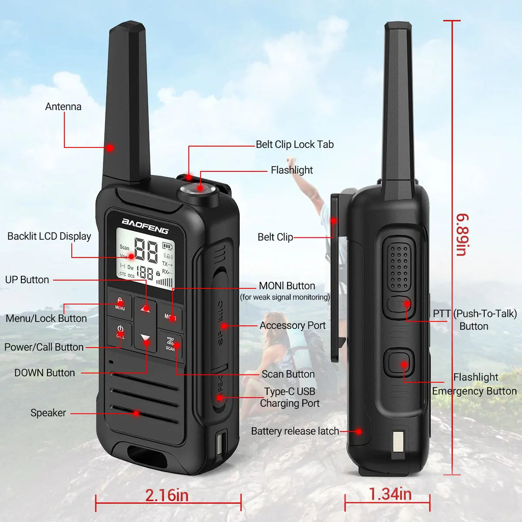 F22 Mini Walkie Talkie - Compact, Waterproof and Long-Lasting