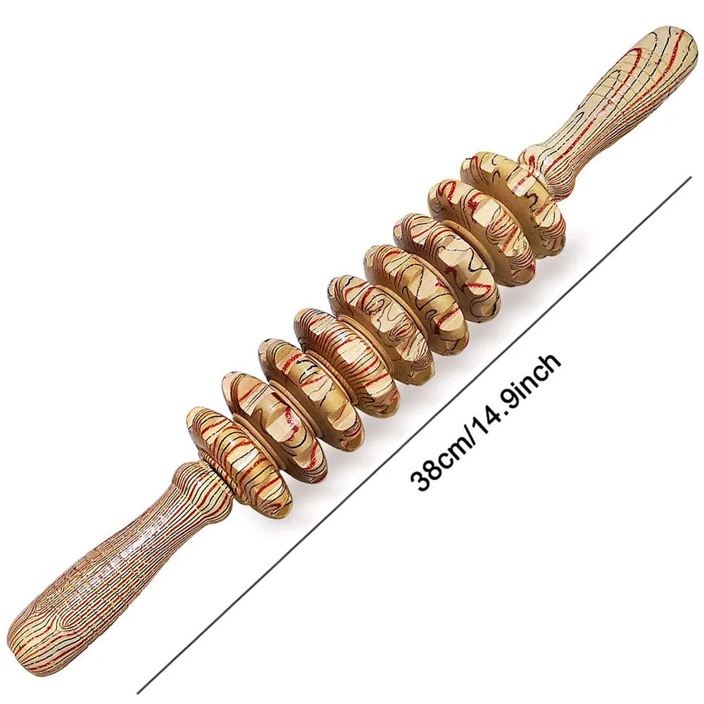 Nine-Roller Stick: rolo de massagem em madeira para coxas e gémeos