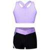 Kids Yoga Set Cross Tank Top and Sport Shorts for Active Girls