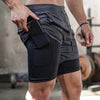 2-in-1-Laufshorts für Herren, schnell trocknend, für Fitnessstudio und Fitnesstraining