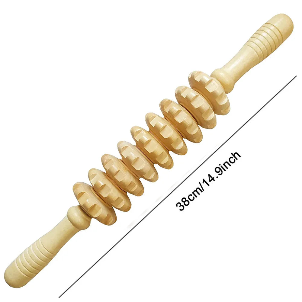Nine-Roller Stick: rolo de massagem em madeira para coxas e gémeos