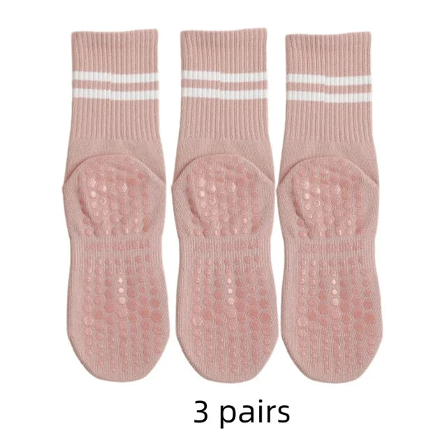 3 Pairs of Non-Slip Yoga Socks for Comfort and Stability