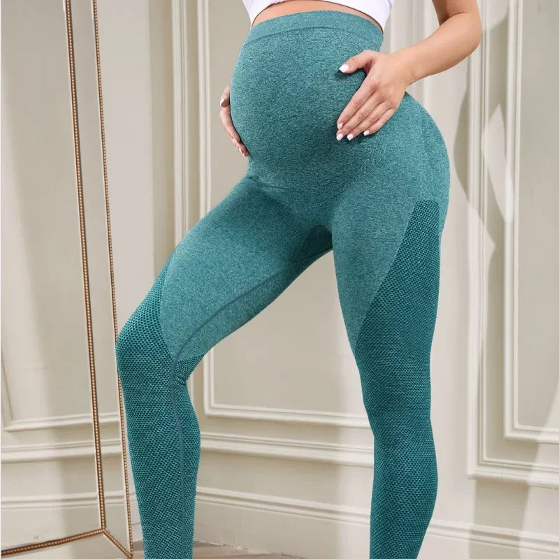 Elastic High Waist Maternity Leggings for Belly Support and Comfort