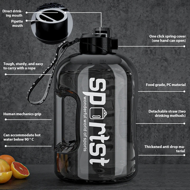 Durable 1700ml Sports Water Bottle for Hydration on the Go