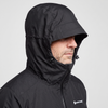 The PIVOT 2 hood adjusted, with the laminated peak and YKK AquaGuard front zip.