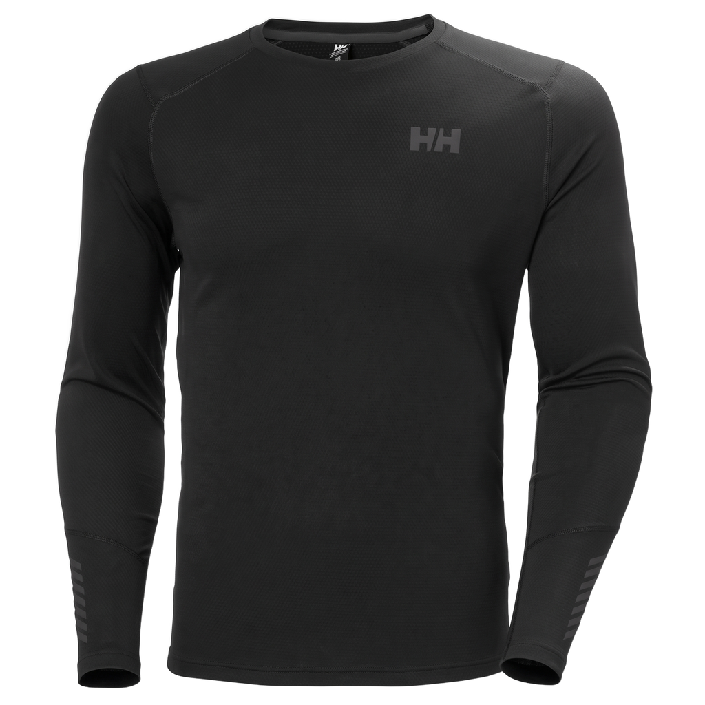 Helly Hansen Men's LIFA Active Crew base layer in black, front view.