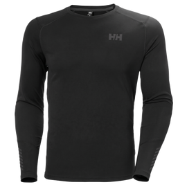 Helly Hansen Men's LIFA Active Crew base layer in black, front view.