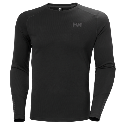 Helly Hansen Men's LIFA Active Crew base layer in black, front view.