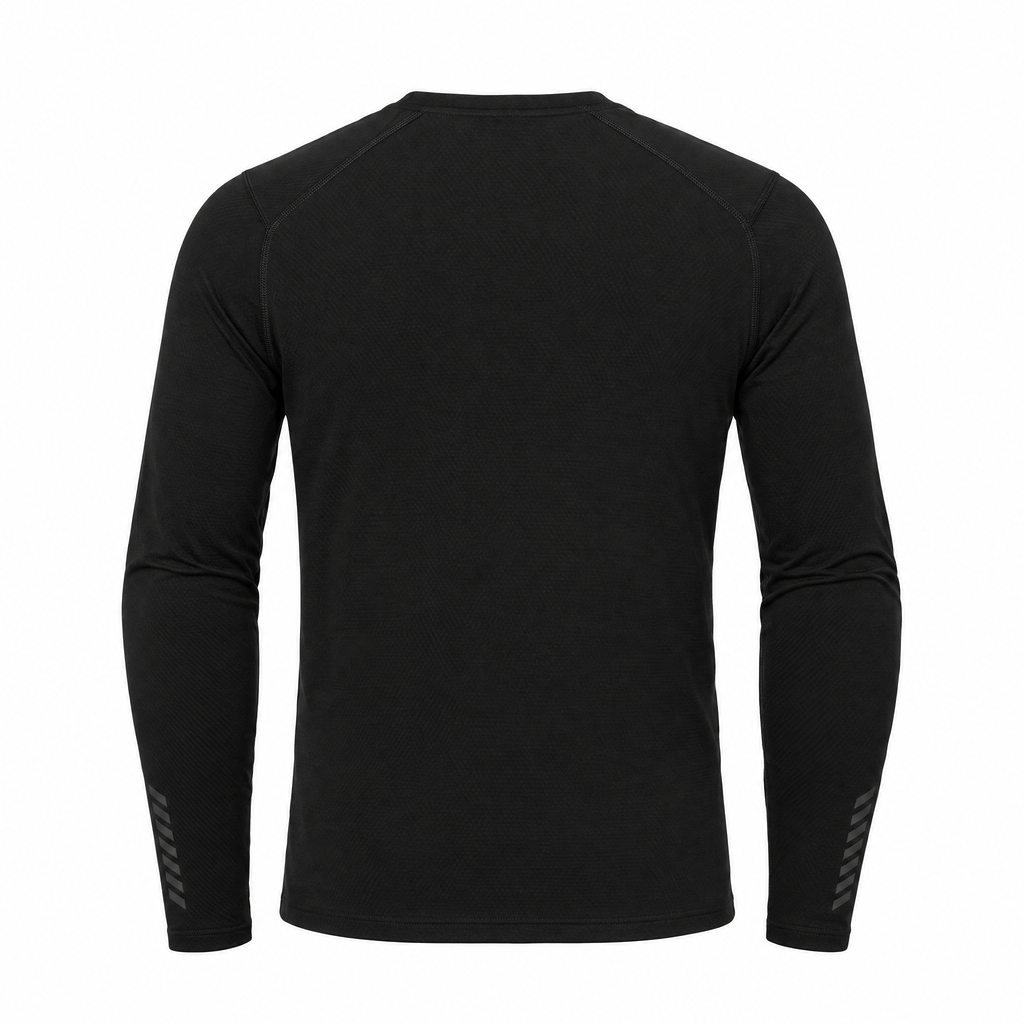 Helly Hansen Men's LIFA Active Crew base layer in black, back view.