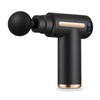 Black 6-speed muscle massage gun, three-quarter view on white