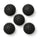 Five black spiky massage balls on white