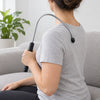 Hook massage cane looped over the shoulder, knob on the upper back
