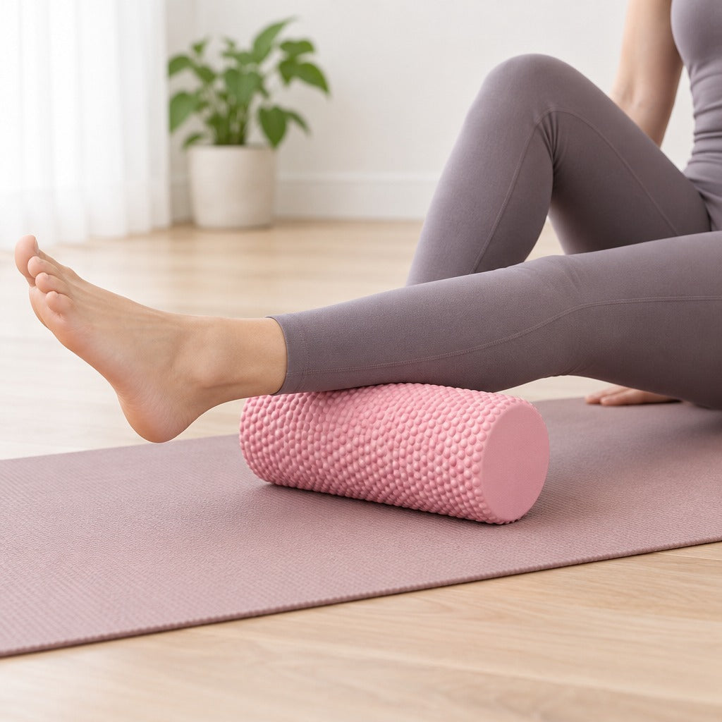 Rolling a calf on a foam roller
