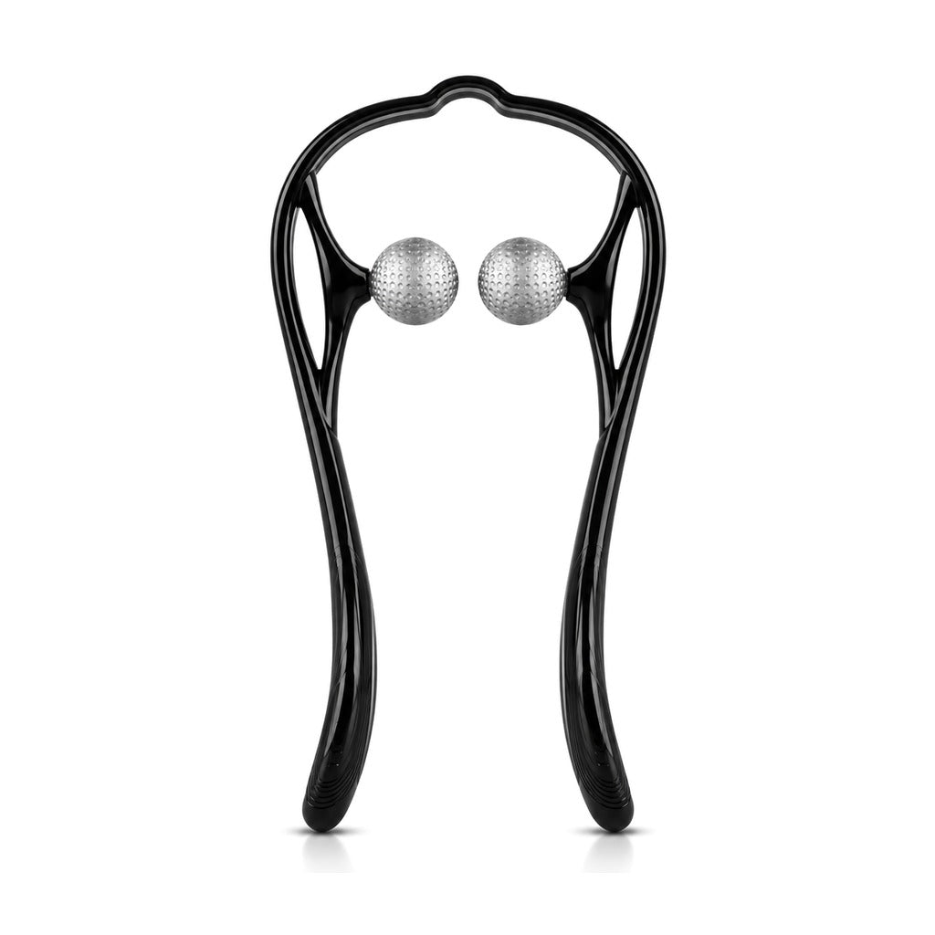 Handheld shoulder massage tool with two massage balls on white
