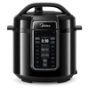 Midea 5.7 liter 9-in-1 multicooker, the UK model, in matt black with its lid on, on a white background